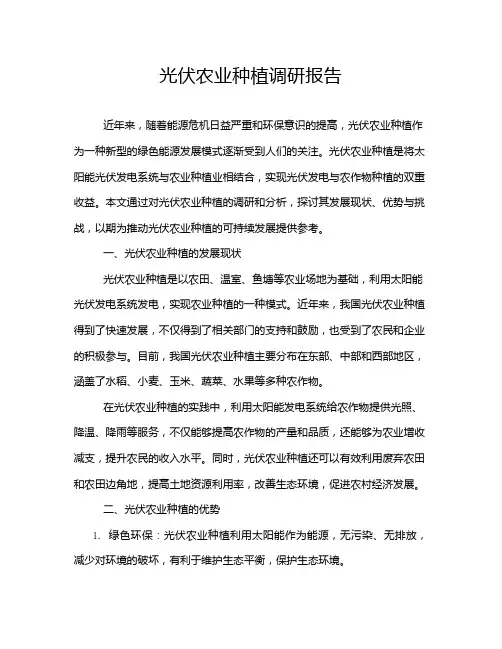 光伏农业种植调研报告