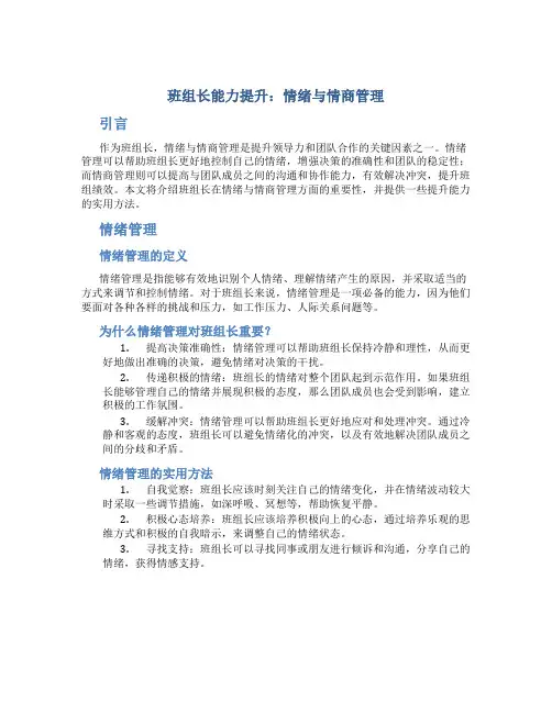 班组长能力提升情绪与情商管理