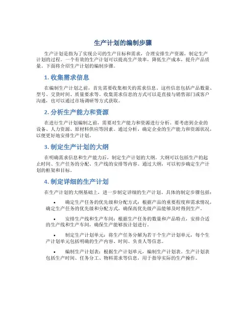 生产计划的编制步骤