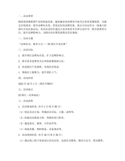 开业酒庄活动策划方案