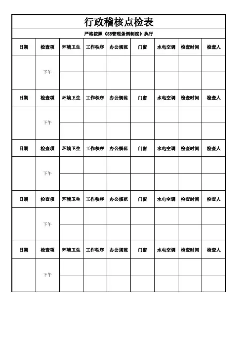 行政稽核点检表