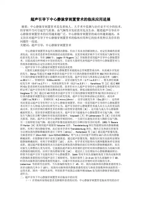超声引导下中心静脉穿刺置管术的临床应用进展