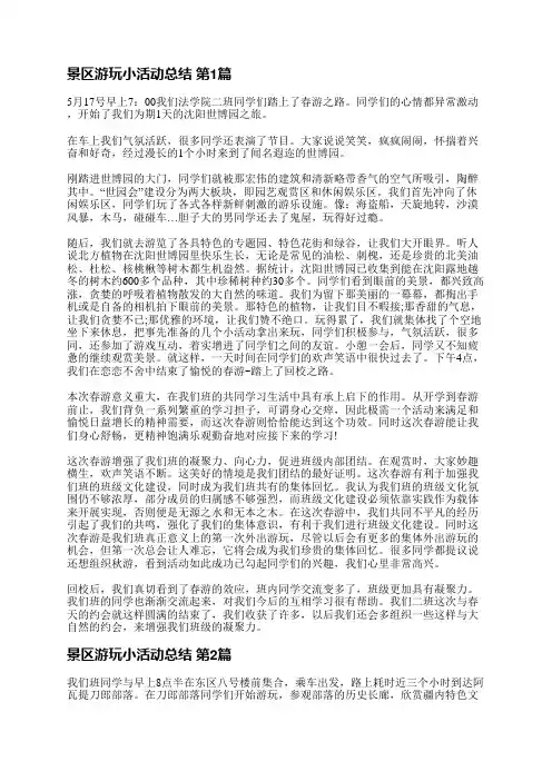 景区游玩小活动总结(推荐5篇)