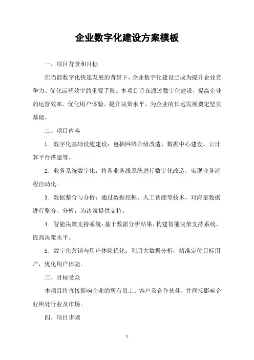 企业数字化建设方案模板