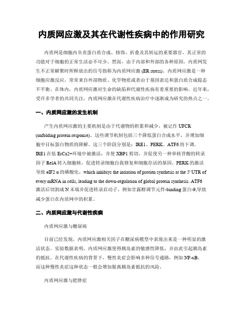 内质网应激及其在代谢性疾病中的作用研究