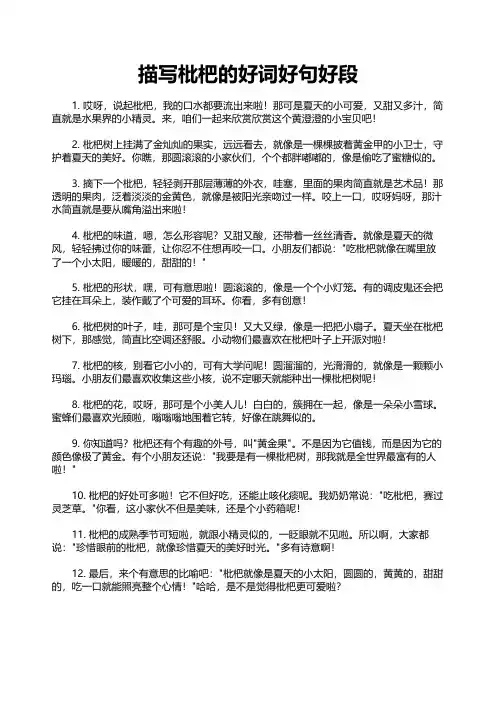 描写枇杷的好词好句好段