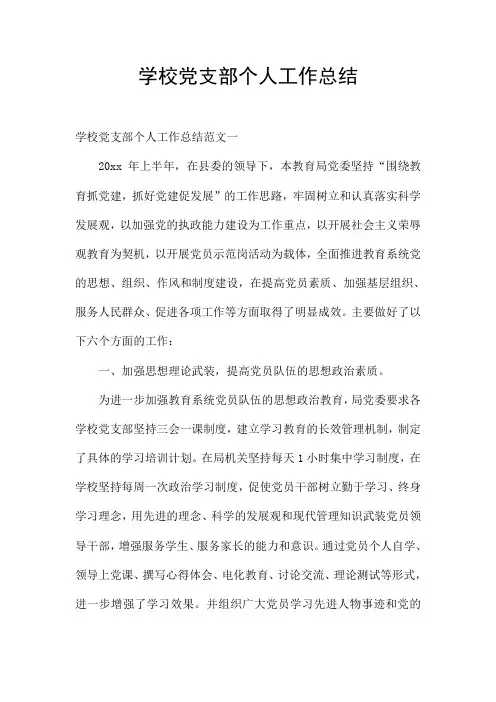 学校党支部个人工作总结