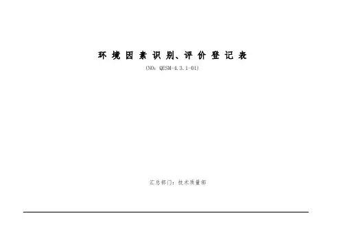 重要环境因素识别评价表汇总
