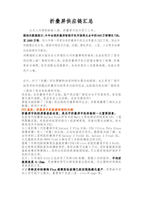 折叠屏供应链汇总