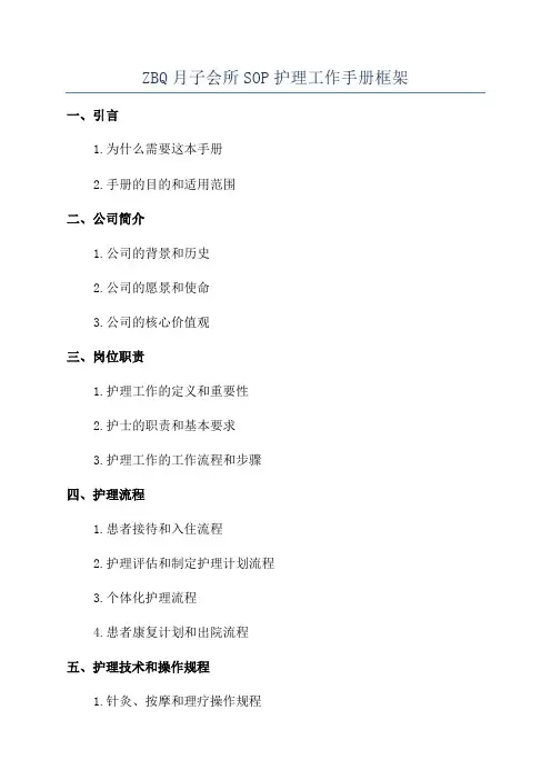 ZBQ月子会所SOP护理工作手册框架