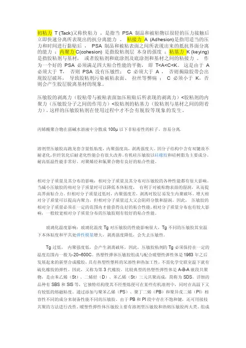 压敏胶的主要知识点