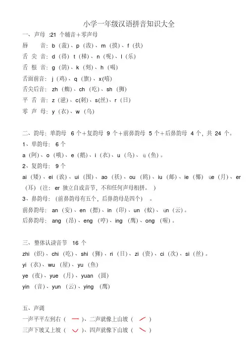 (完整版)一年级拼音知识大全及每日拼读练习