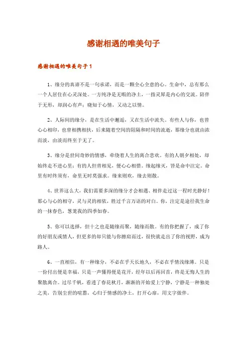 感谢相遇的唯美句子