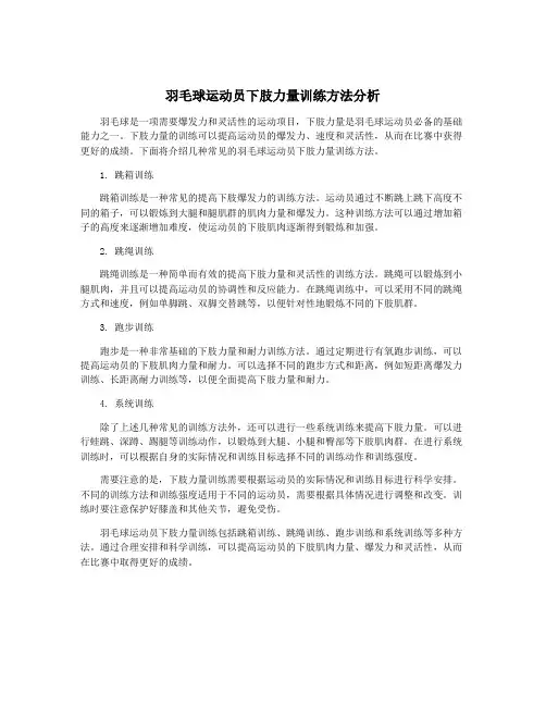 羽毛球运动员下肢力量训练方法分析