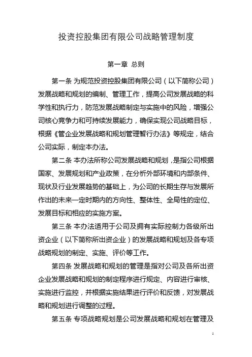 投资控股集团有限公司战略管理制度
