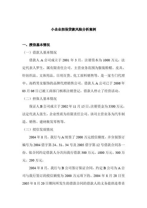 小企业担保风险分析案例