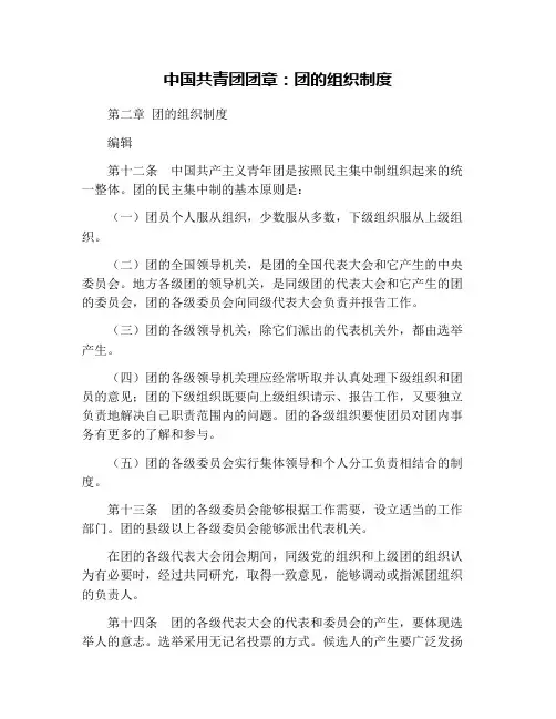 中国共青团团章：团的组织制度