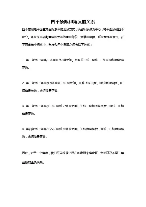 四个象限和角度的关系