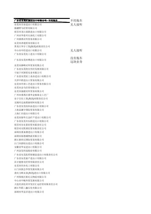 广东地区出口500强精确公司名录