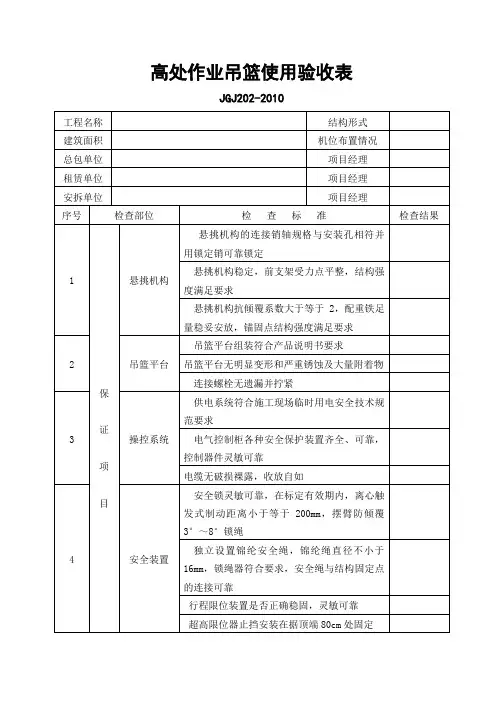 JGJ202高处作业吊篮使用验收表