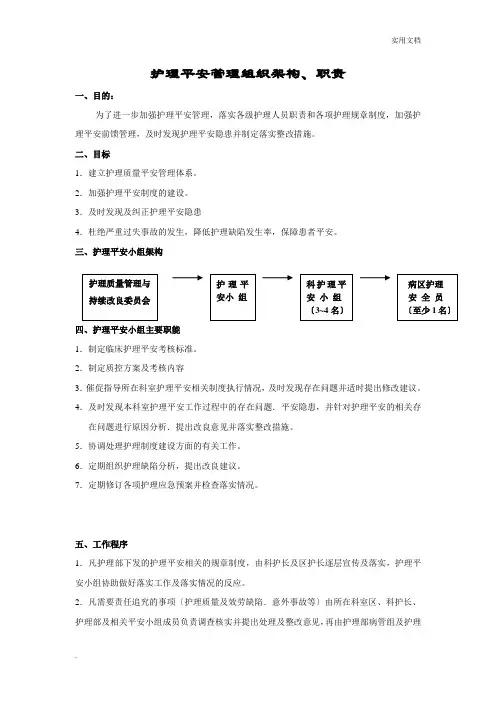 护理安全管理组织架构、职责