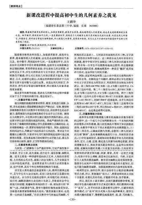 新课改进程中提高初中生的几何素养之我见