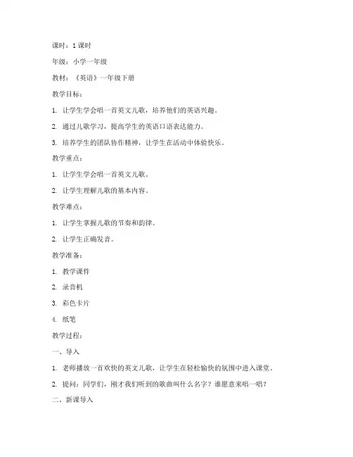 小学导入英文儿歌教案模板