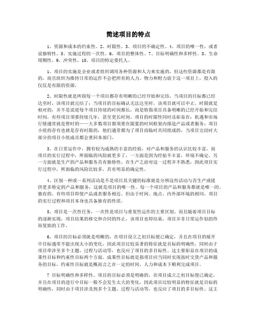 简述项目的特点