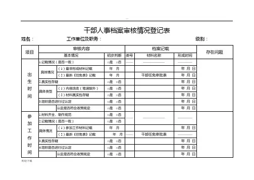 干部人事档案审核情况登记表