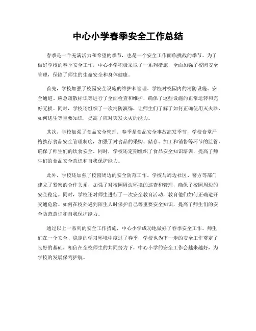 中心小学春季安全工作总结