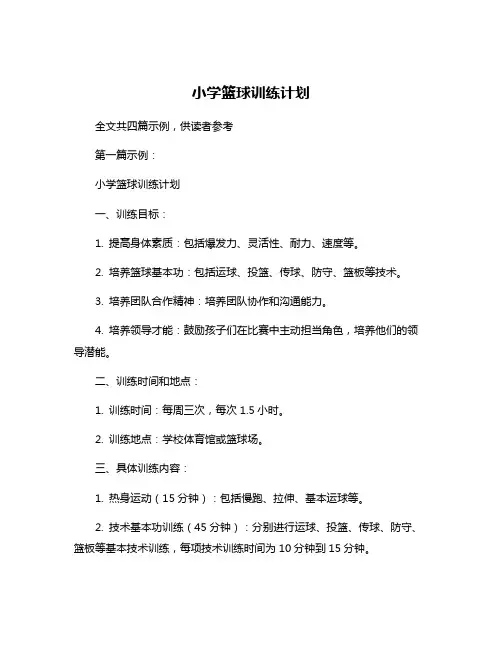 小学篮球训练计划