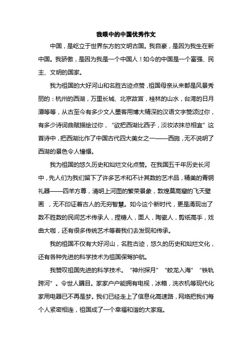 我眼中的中国优秀作文