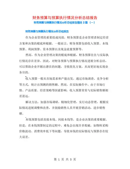 财务预算与预算执行情况分析总结报告2篇