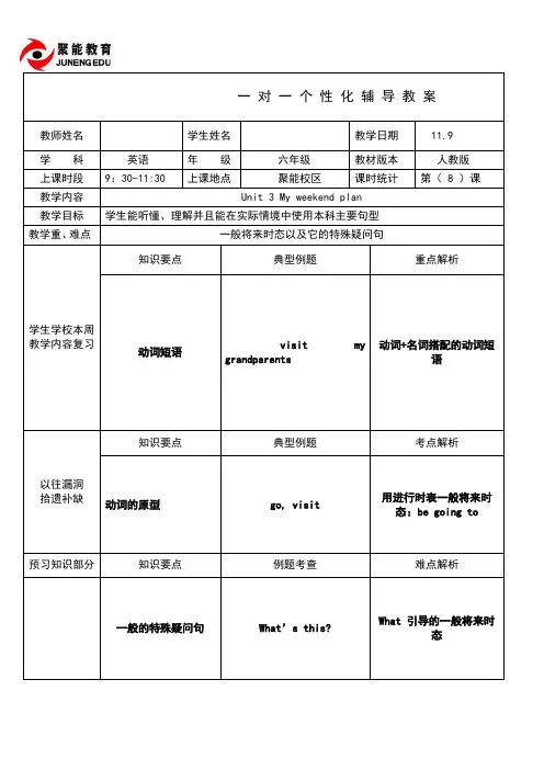 一对一英语辅导教案