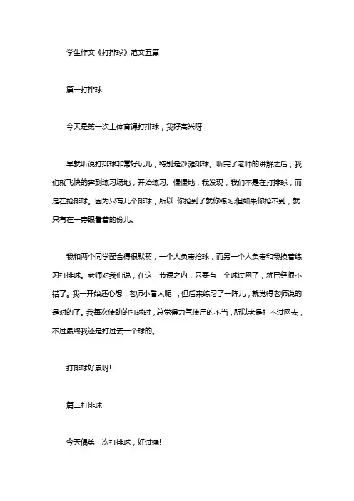 学生作文《打排球》范文五篇