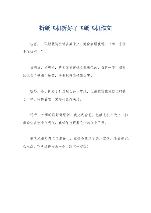 折纸飞机折好了飞纸飞机作文
