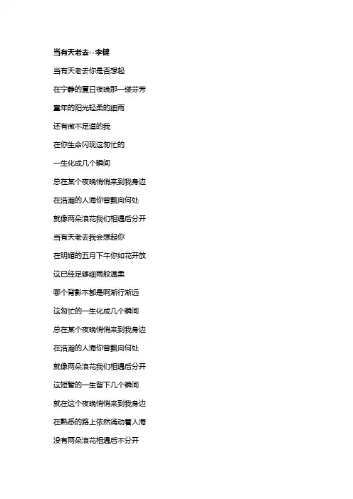 歌曲《当有天老去》歌词
