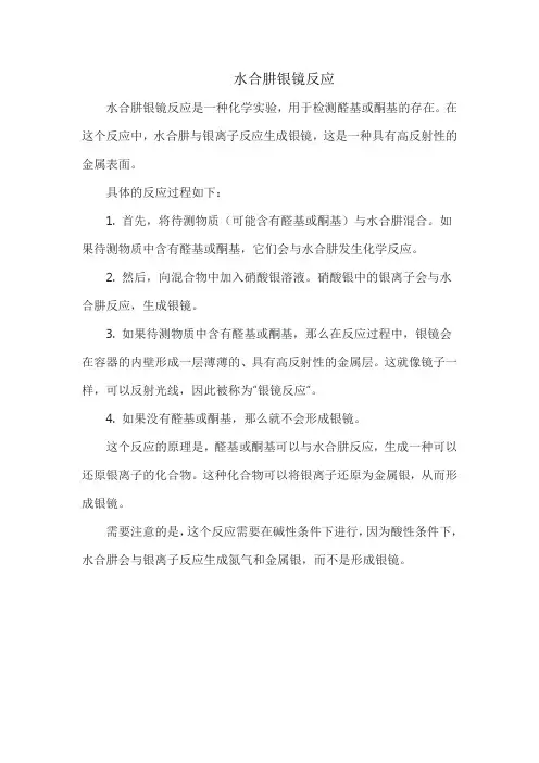 水合肼银镜反应
