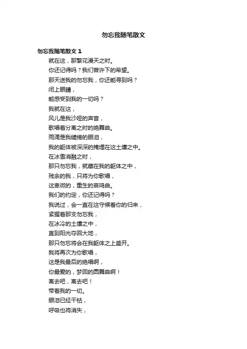 勿忘我随笔散文
