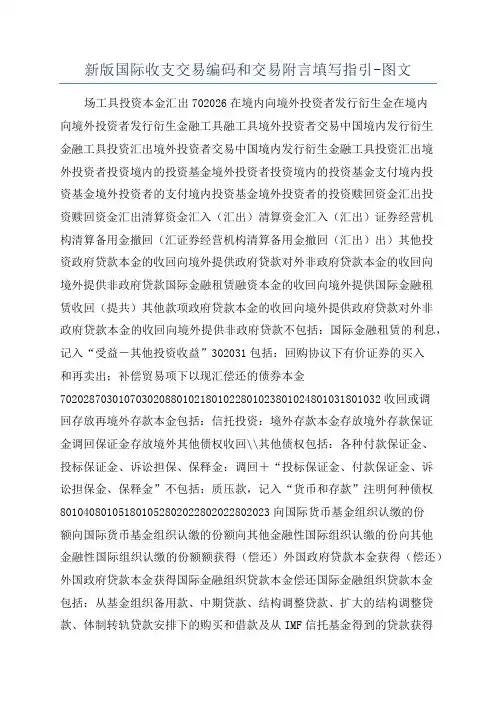 新版国际收支交易编码和交易附言填写指引-图文
