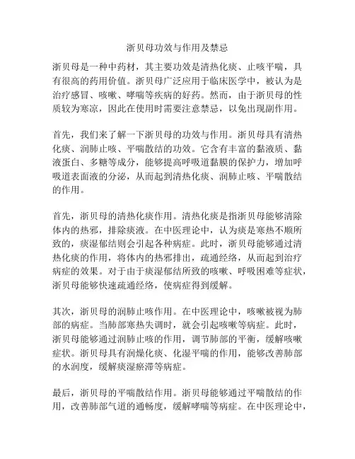 浙贝母功效与作用及禁忌