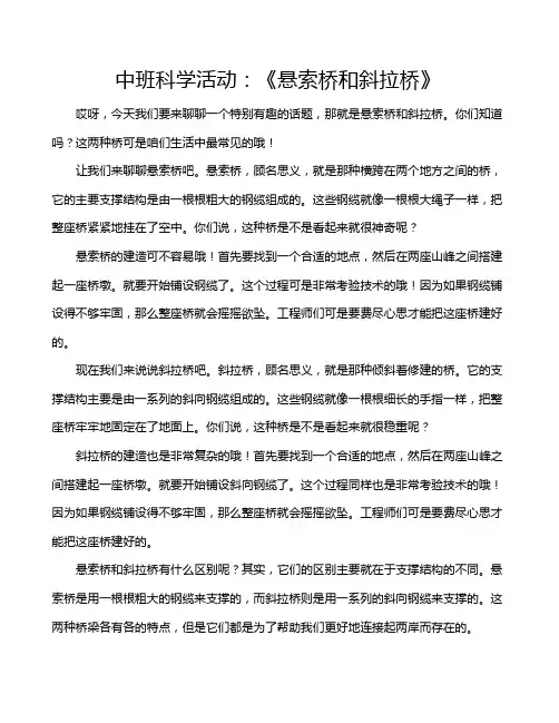 中班科学活动：《悬索桥和斜拉桥》