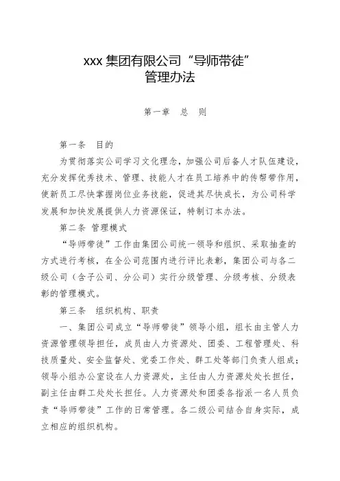 集团有限公司“导师带徒”管理办法