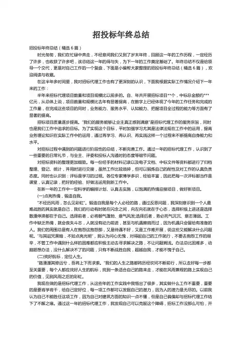 招投标年终总结（精选6篇）