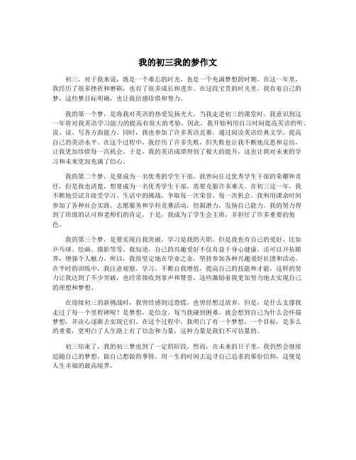 我的初三我的梦作文