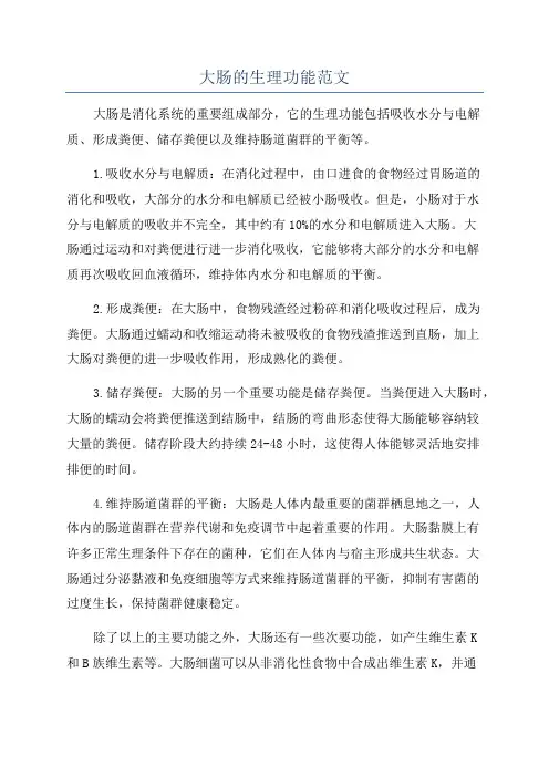 大肠的生理功能范文