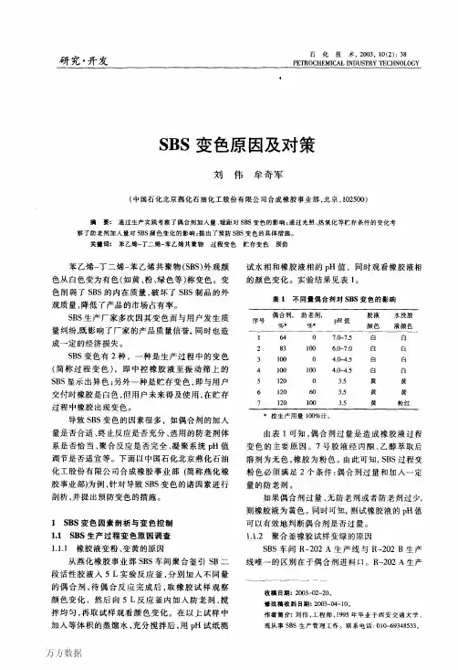 SBS变色原因及对策