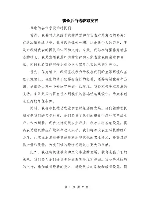 镇长后当选表态发言