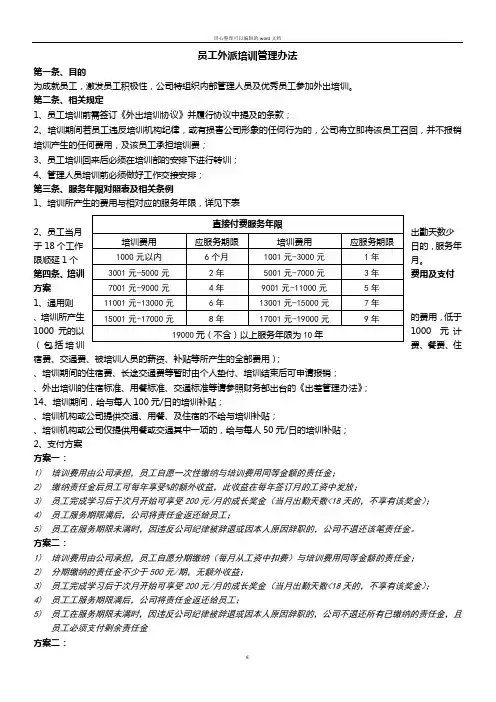 员工外派培训管理办法