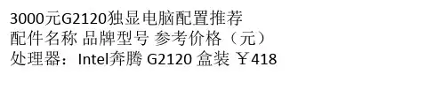畅玩主流游戏 3000元奔腾G2120独显电脑配置推荐
